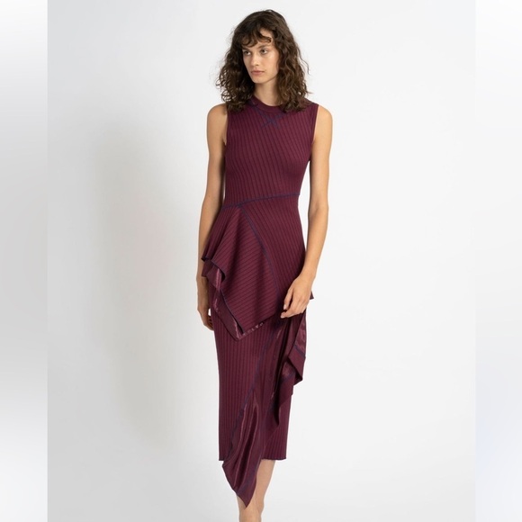 Sies Marjan Tanya Ribbed Asymmetrical Dress - Size 2 - Picture 2 of 7